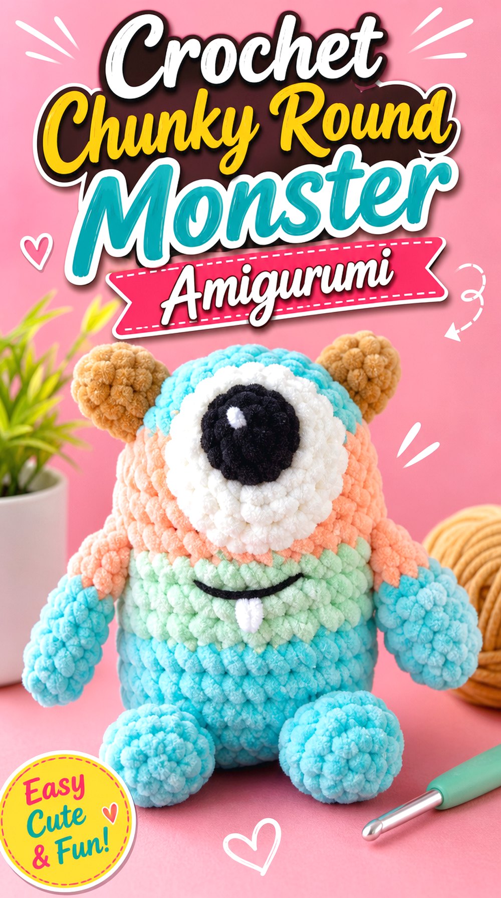 Crochet Chunky Round Monster Amigurumi