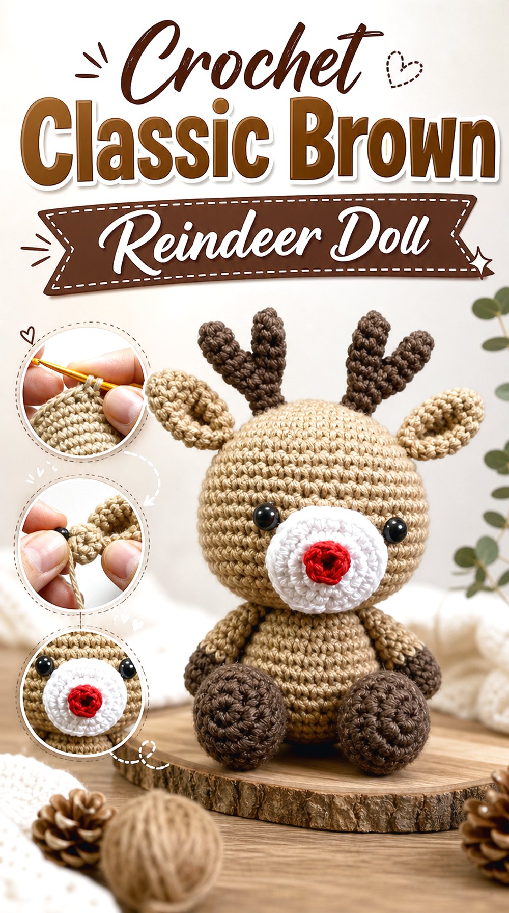 Crochet Classic Brown Reindeer Doll