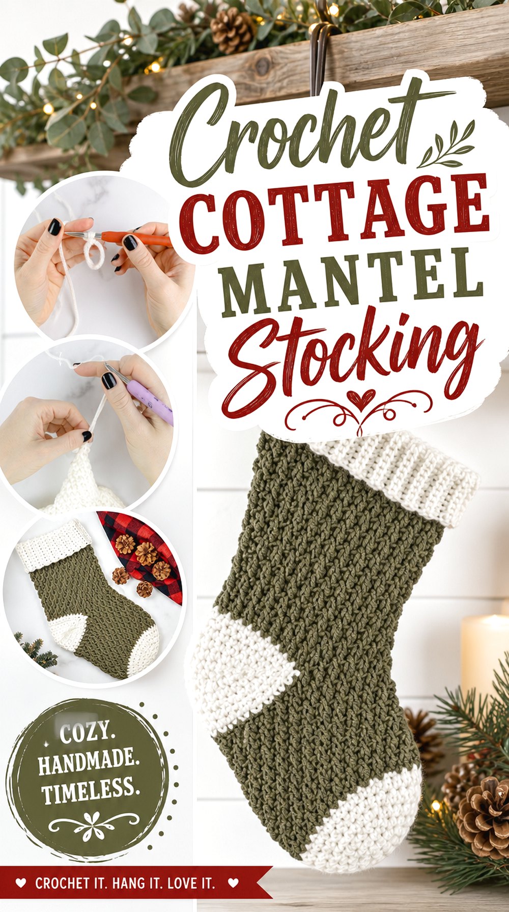 Crochet Cottage Mantel Stocking