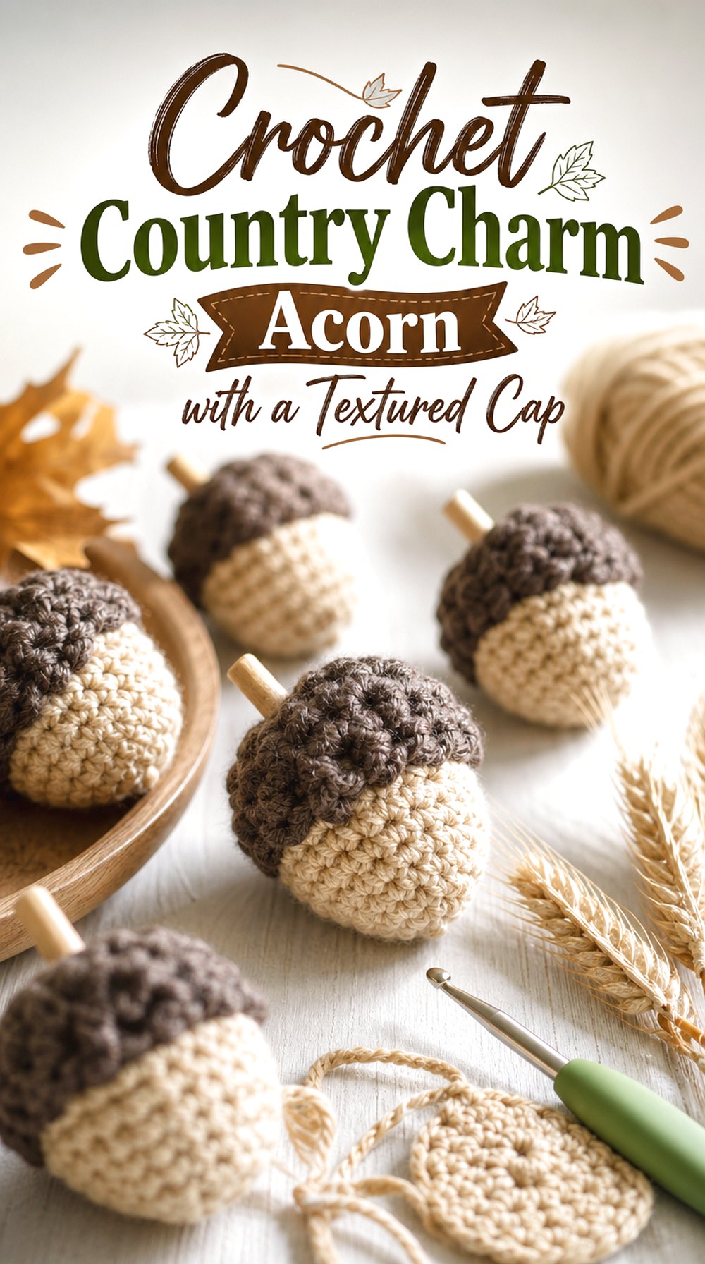 Crochet Country Charm Acorn with a Textured Cap
