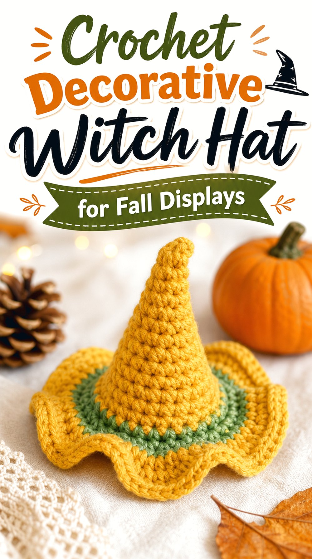 Crochet Decorative Witch Hat for Fall Displays