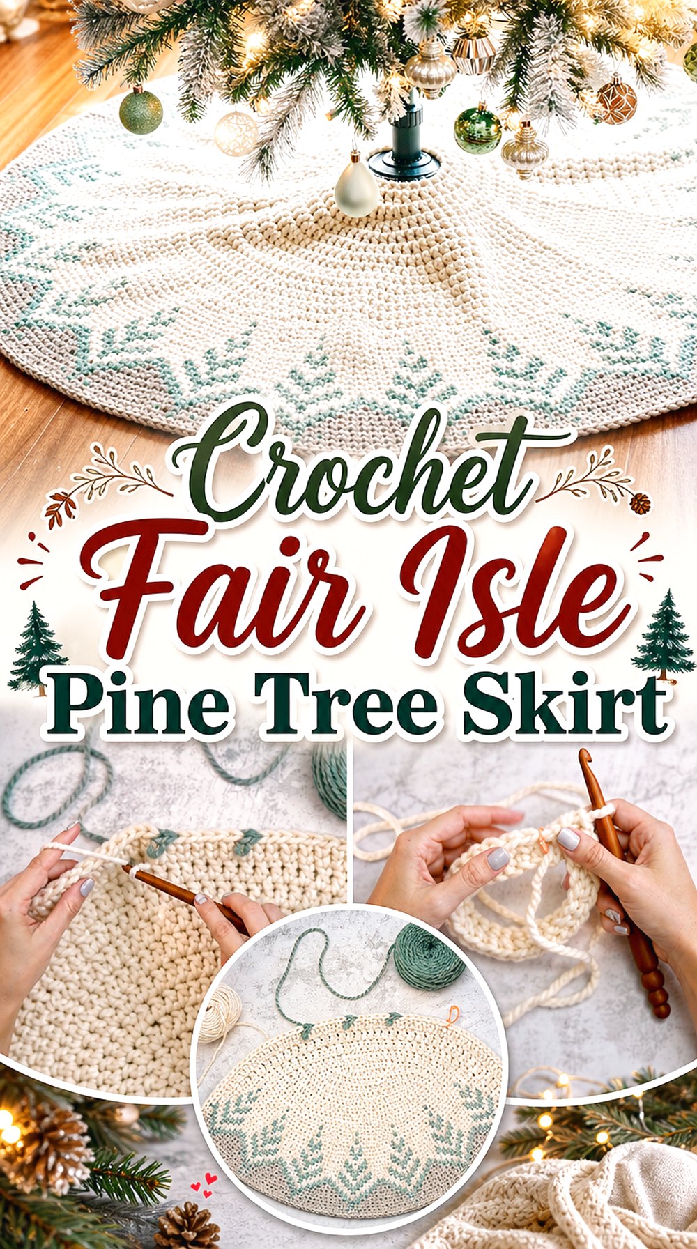 Crochet Fair Isle Pine Tree Skirt