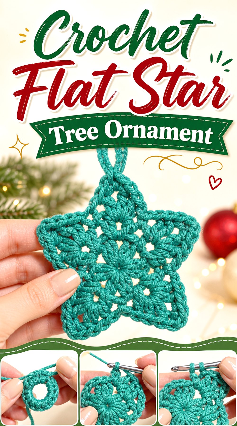 Crochet Flat Star Tree Ornament