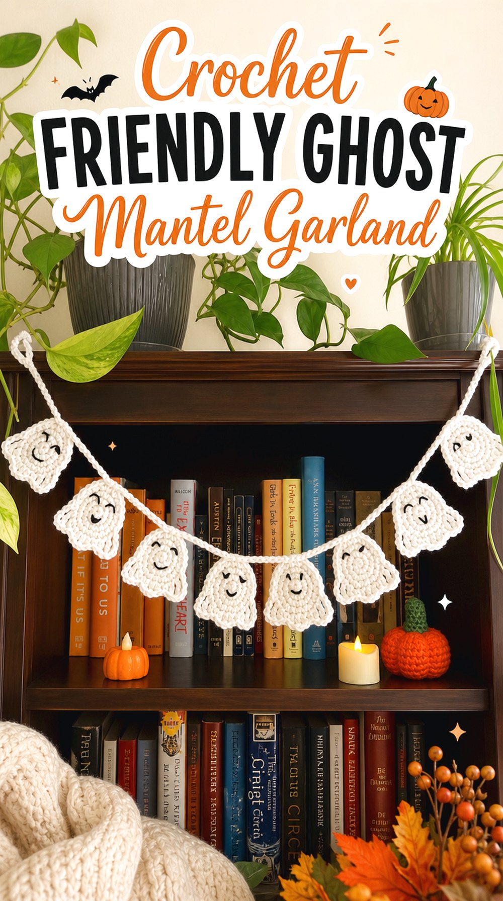 Crochet Friendly Ghost Mantel Garland