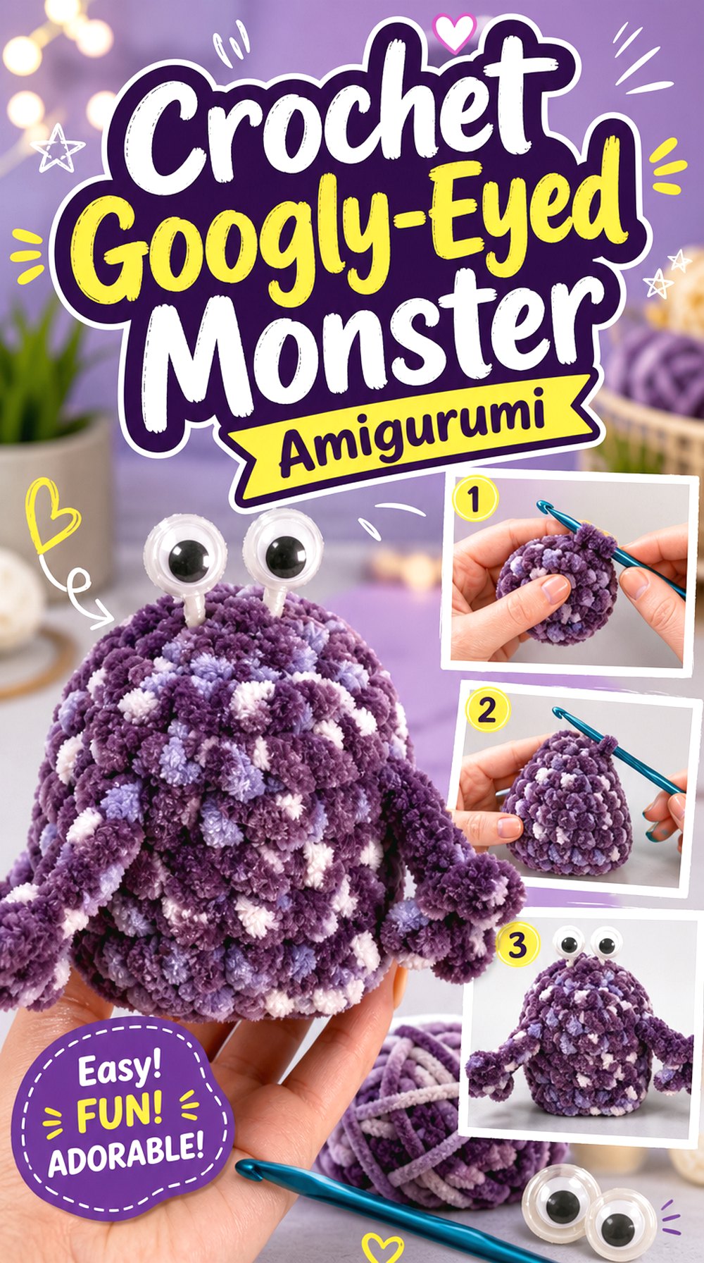 Crochet Googly-Eyed Monster Amigurumi