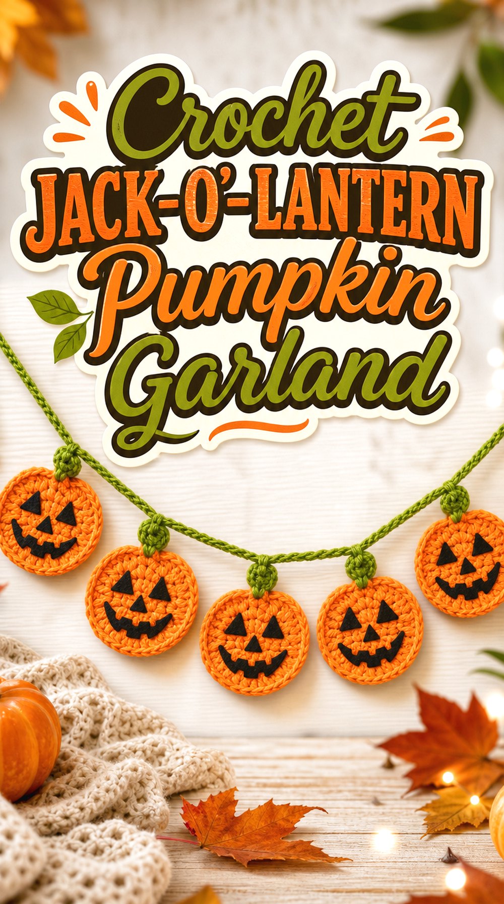 Crochet Jack-O’-Lantern Pumpkin Garland
