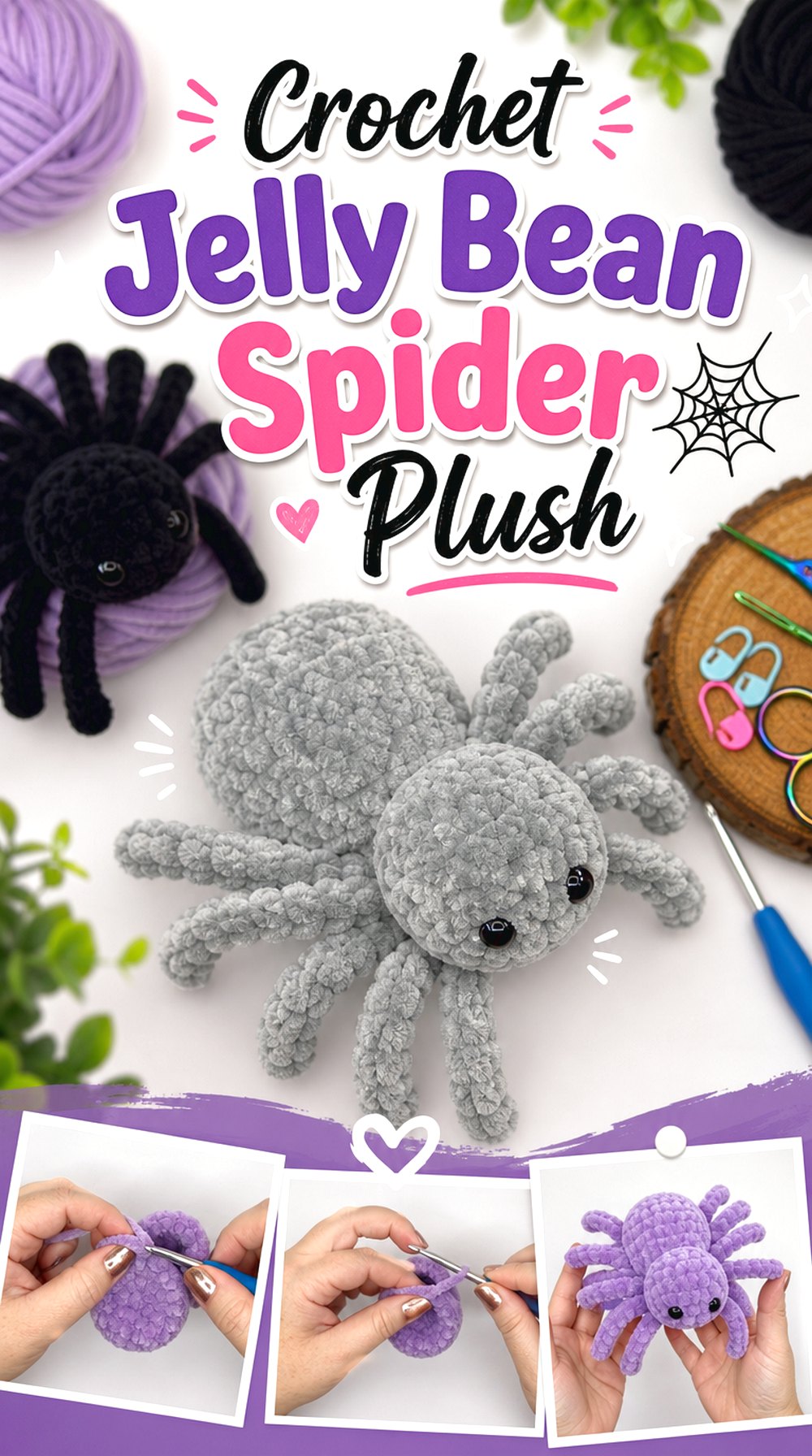 Crochet Jelly Bean Spider Plush