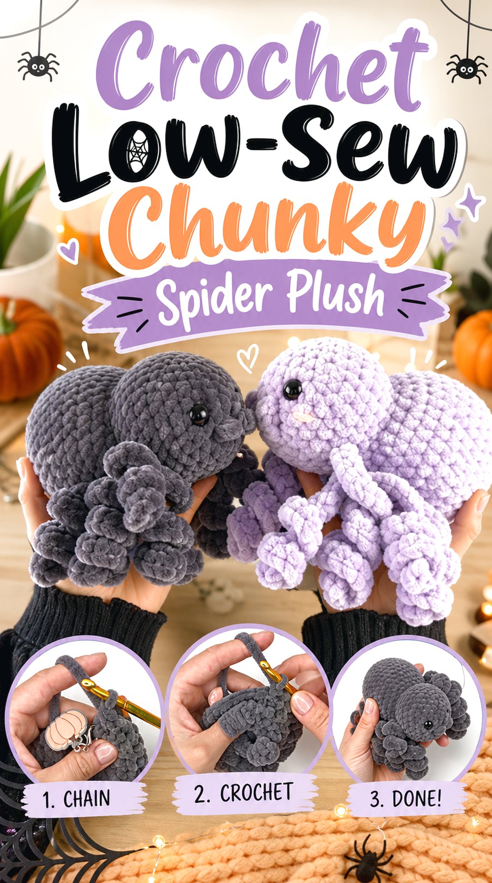 Crochet Low-Sew Chunky Spider Plush