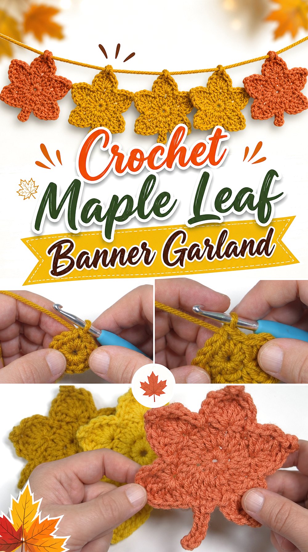 Crochet Maple Leaf Banner Garland