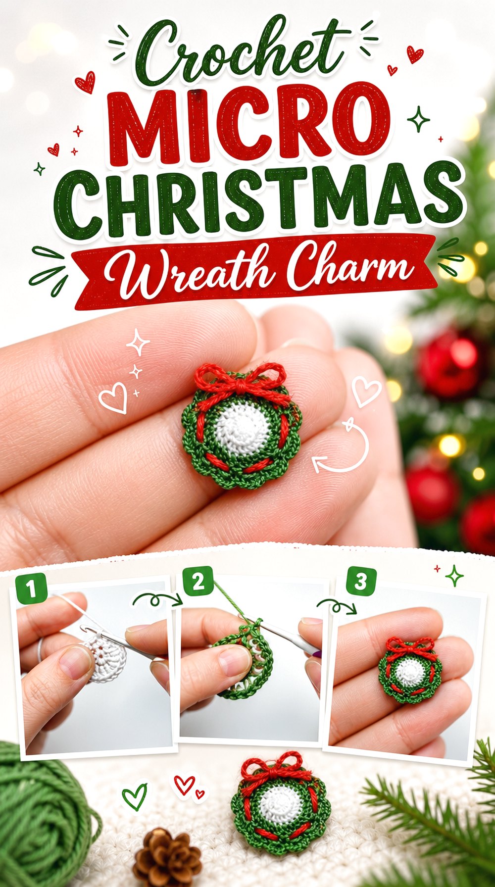 Crochet Micro Christmas Wreath Charm