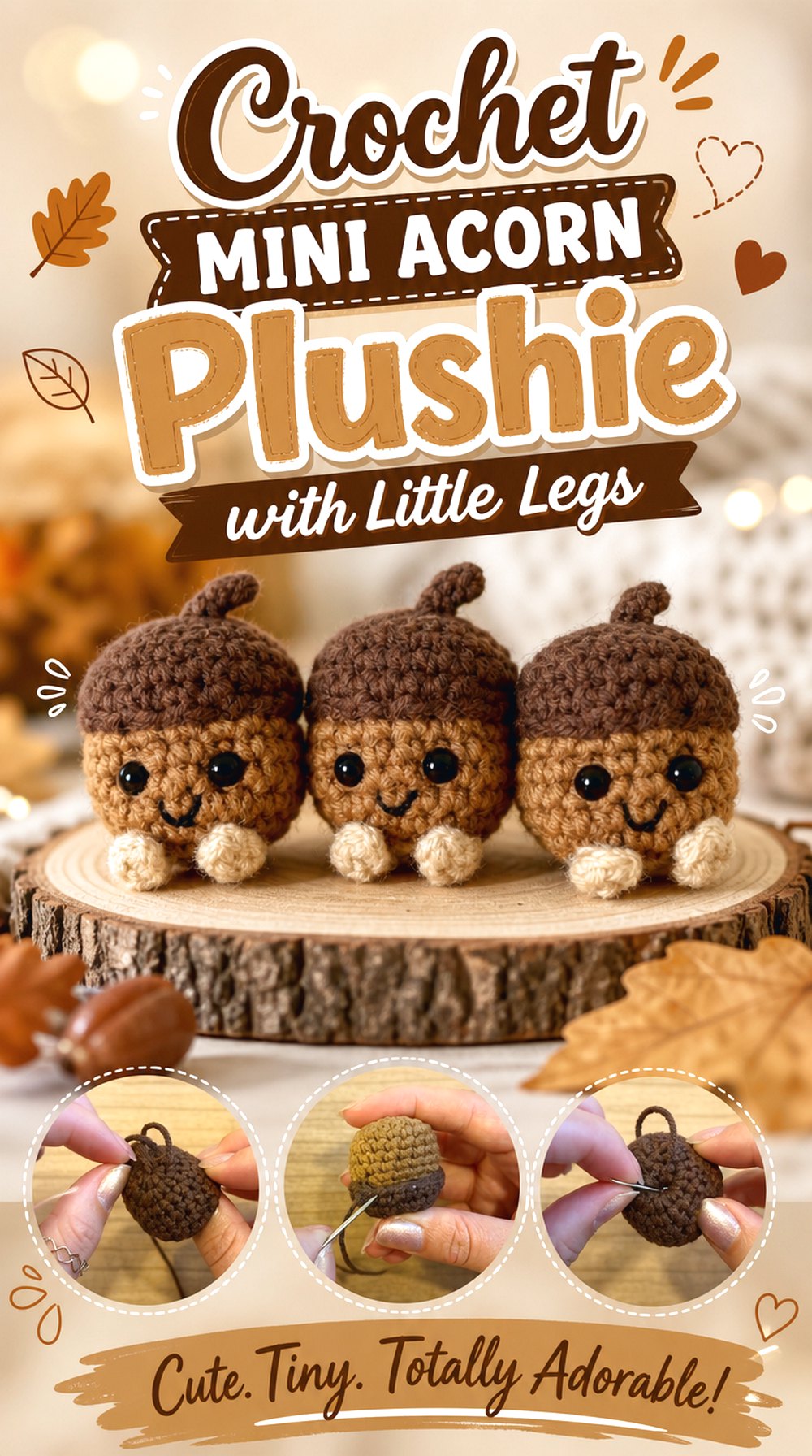 Crochet Mini Acorn Plushie with Little Legs