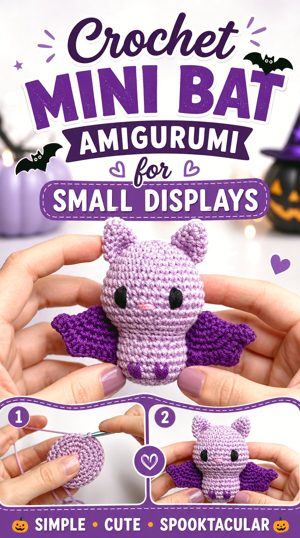 Crochet Mini Bat Amigurumi for Small Displays