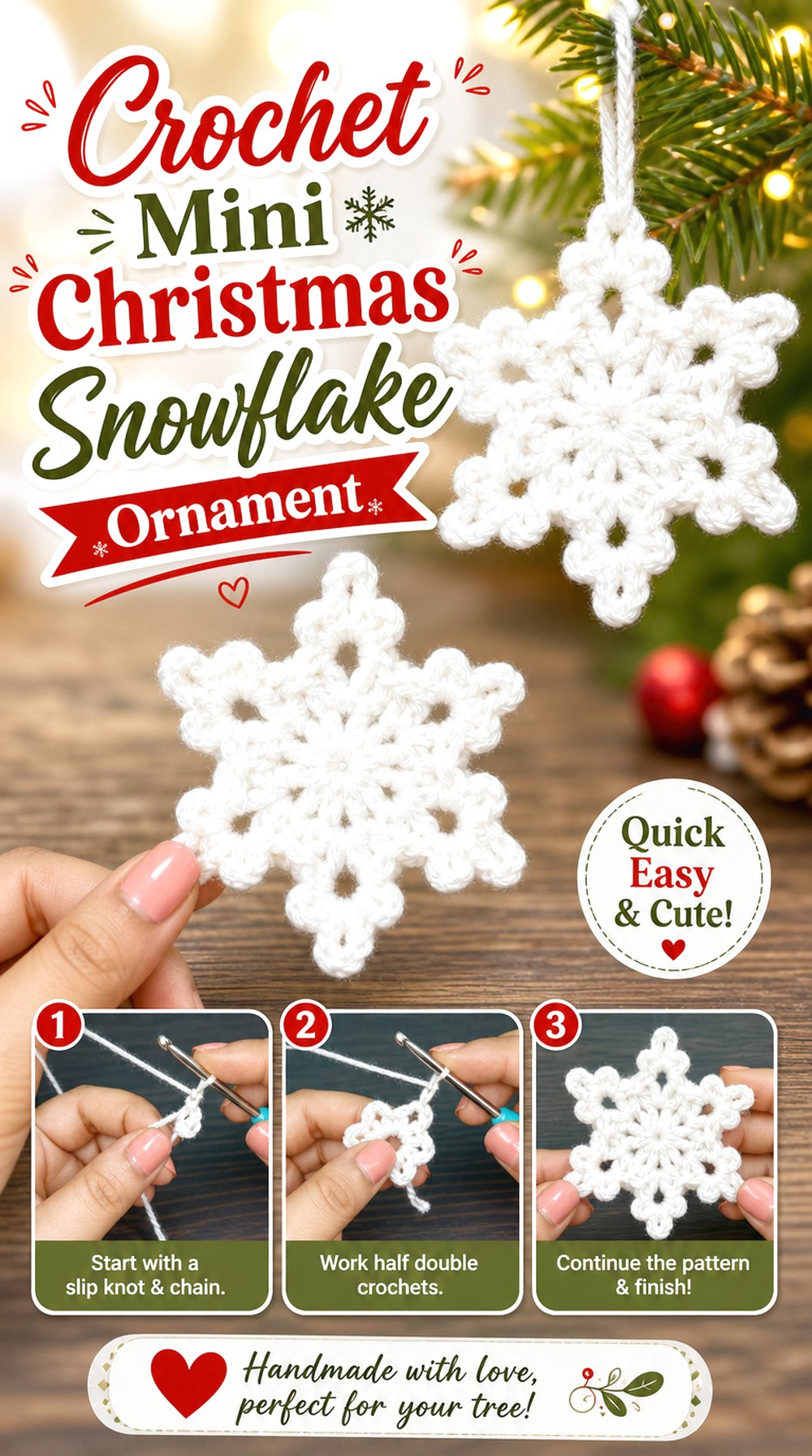 Crochet Mini Christmas Snowflake Ornament