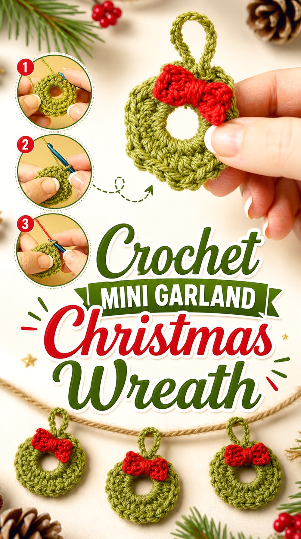 Crochet Mini Garland Christmas Wreath