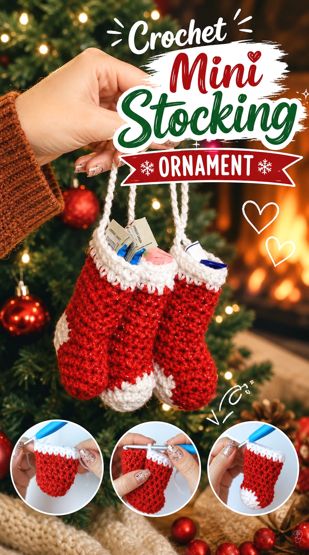 Crochet Mini Stocking Ornament
