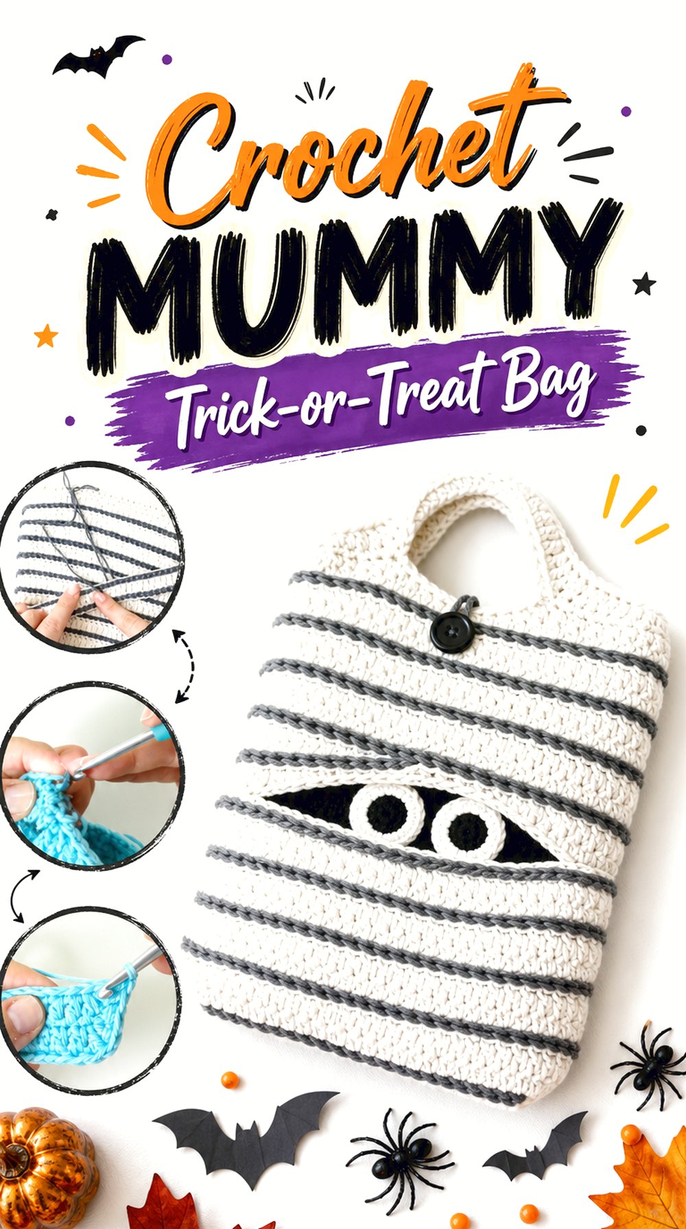 Crochet Mummy Trick-or-Treat Bag