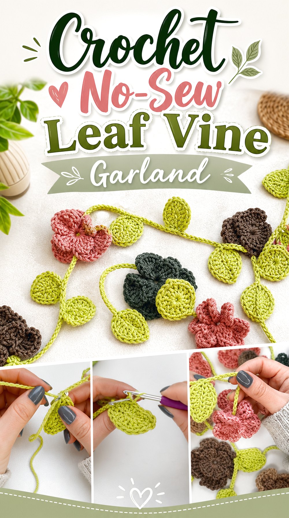 Crochet No-Sew Leaf Vine Garland