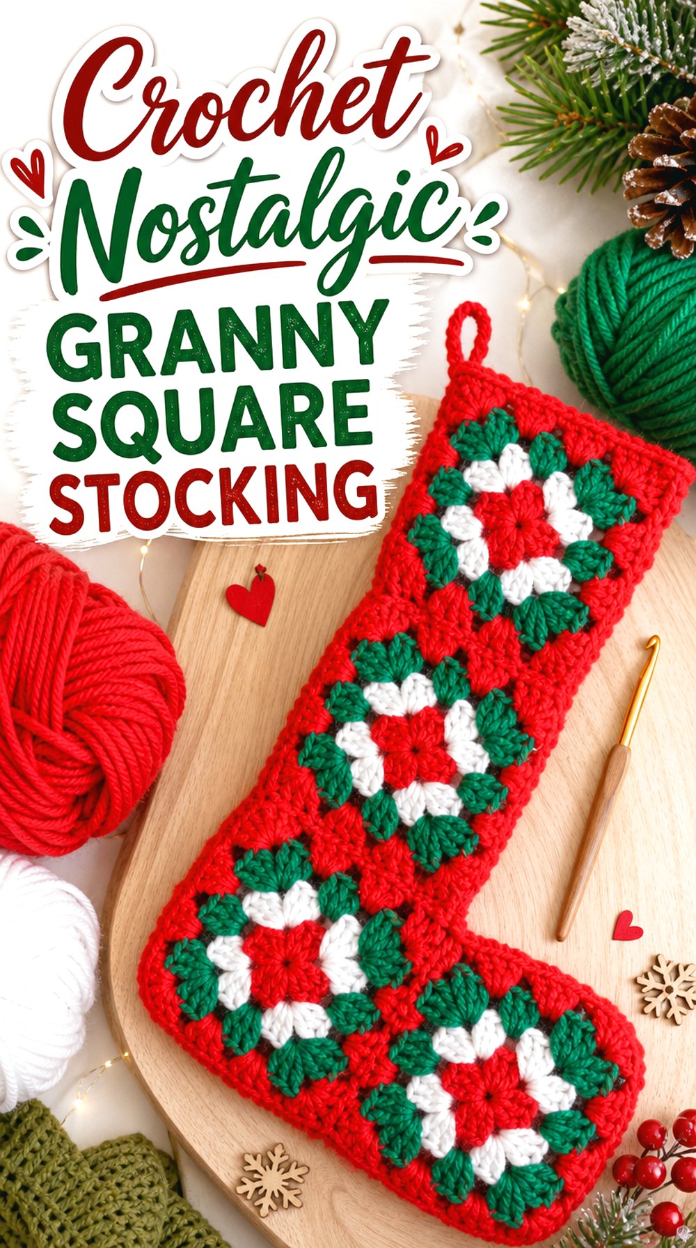 Crochet Nostalgic Granny Square Stocking