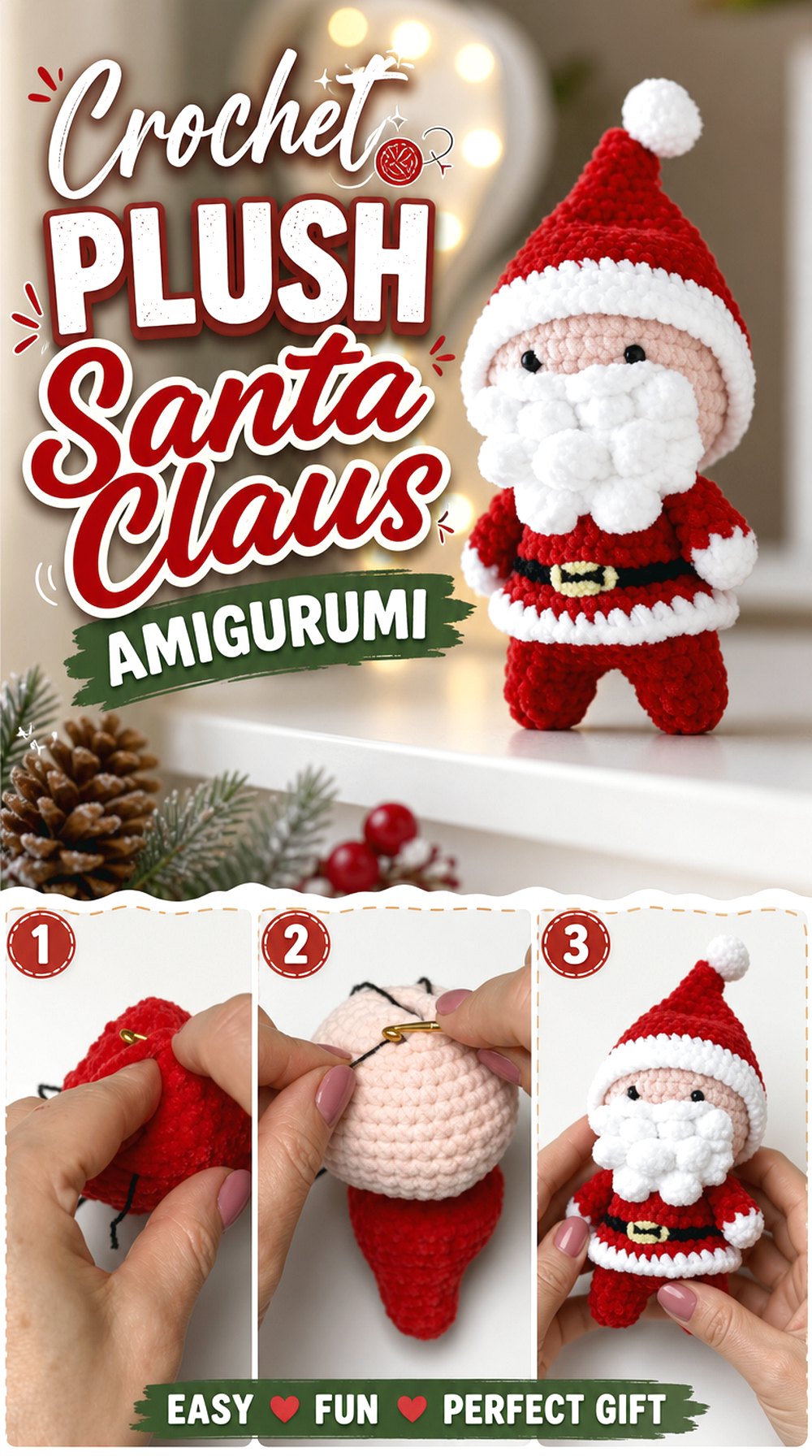 Crochet Plush Santa Claus Amigurumi