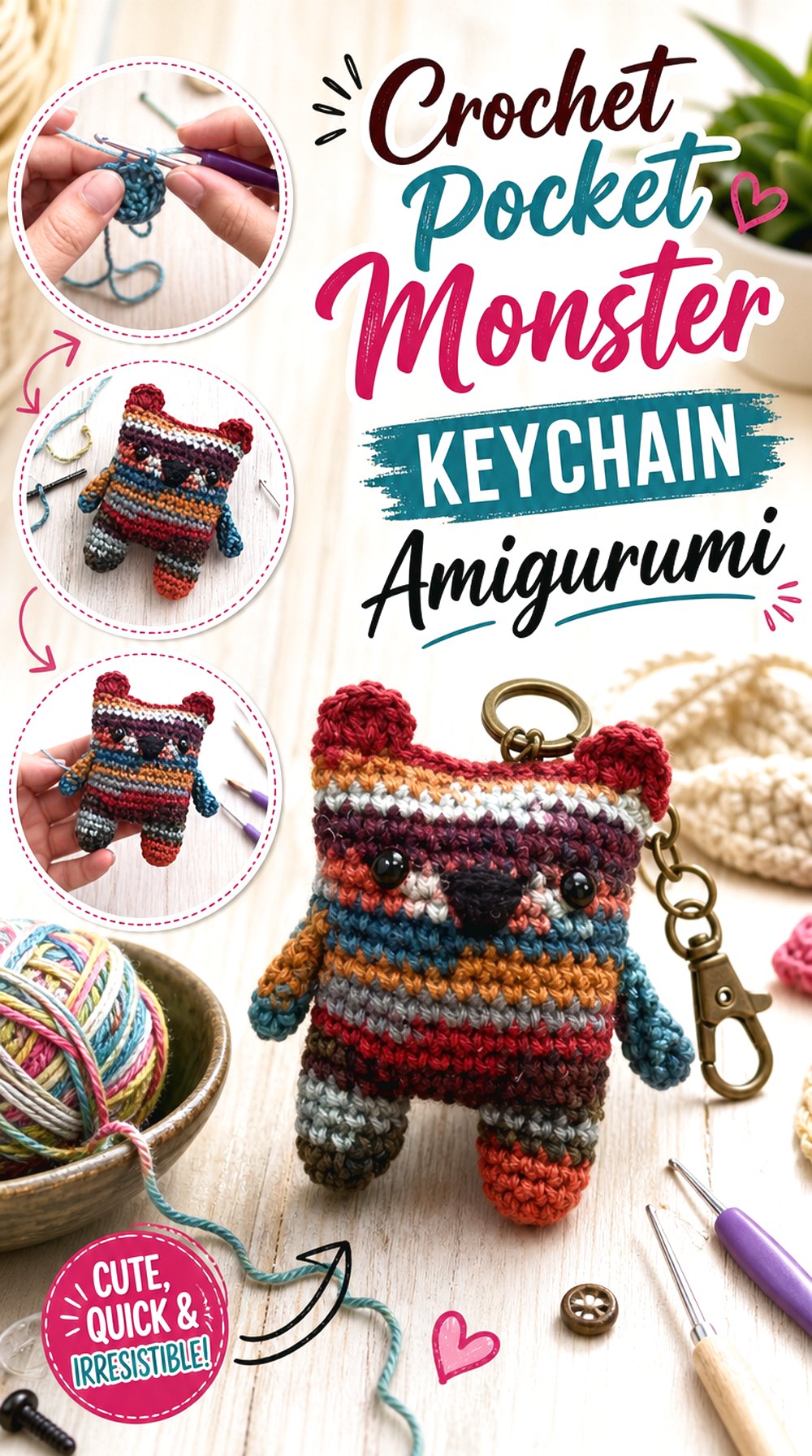 Crochet Pocket Monster Keychain Amigurumi