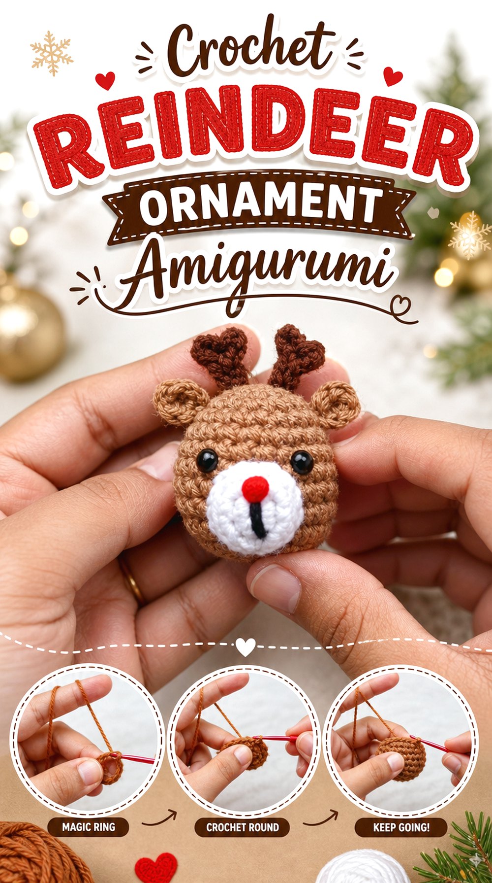Crochet Reindeer Ornament Amigurumi