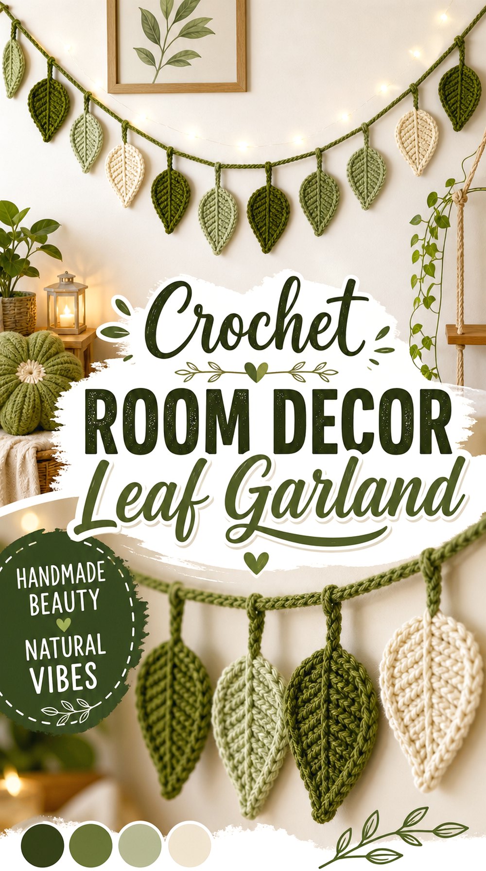 Crochet Room Decor Leaf Garland
