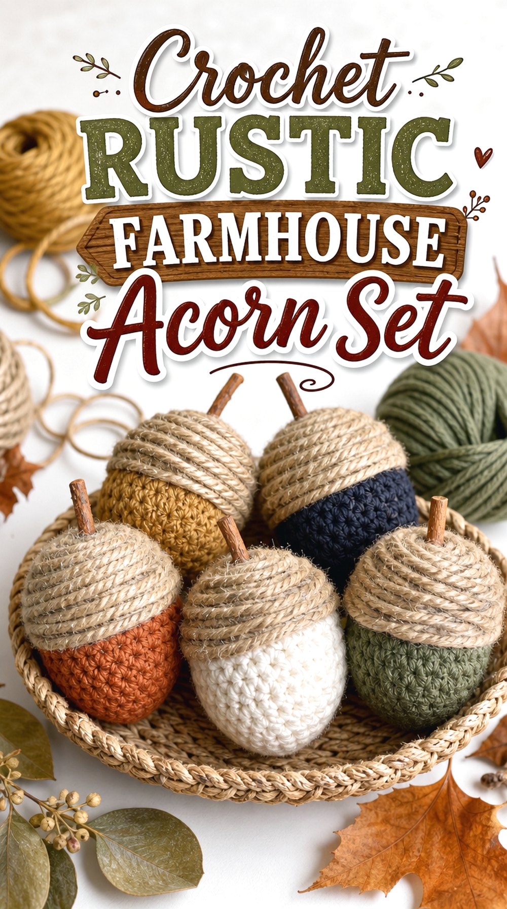 Crochet Rustic Farmhouse Acorn Set
