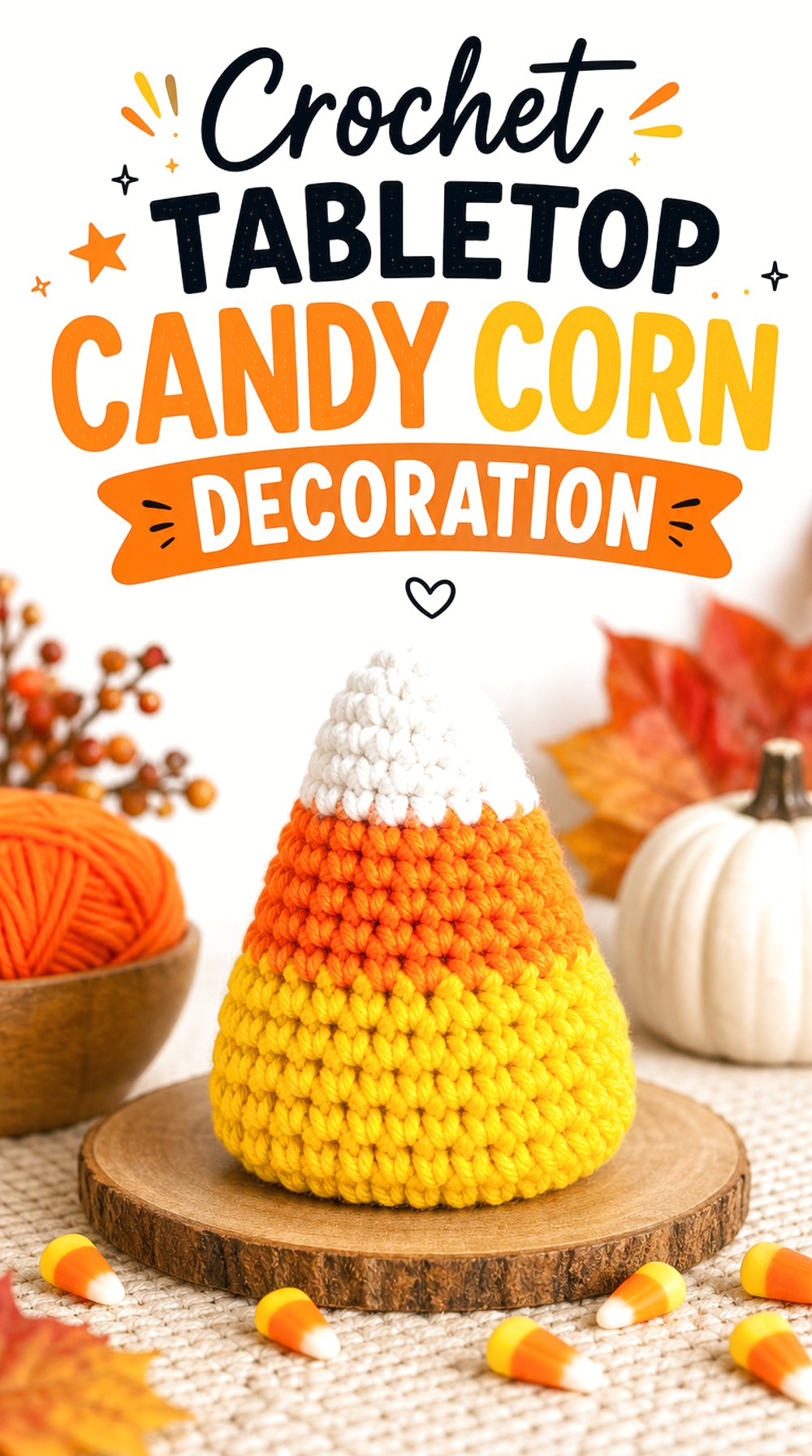 Crochet Tabletop Candy Corn Decoration