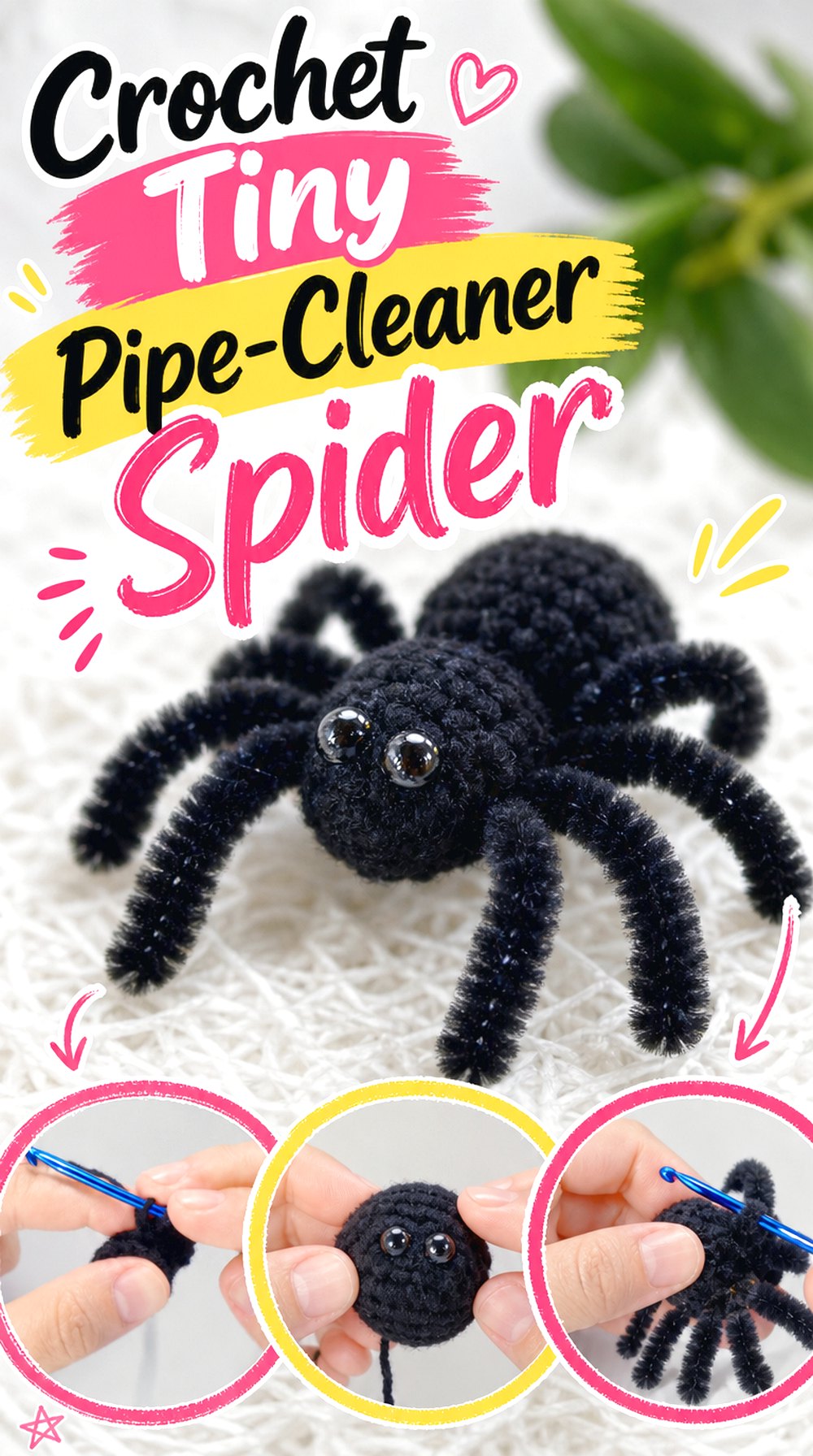 Crochet Tiny Pipe-Cleaner Spider