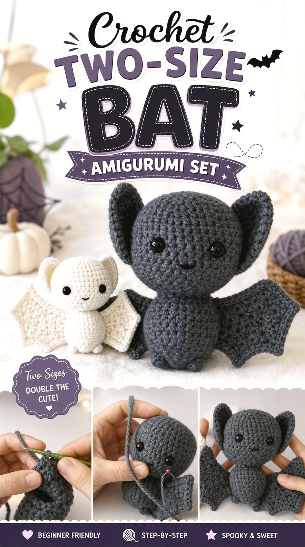 Crochet Two-Size Bat Amigurumi Set