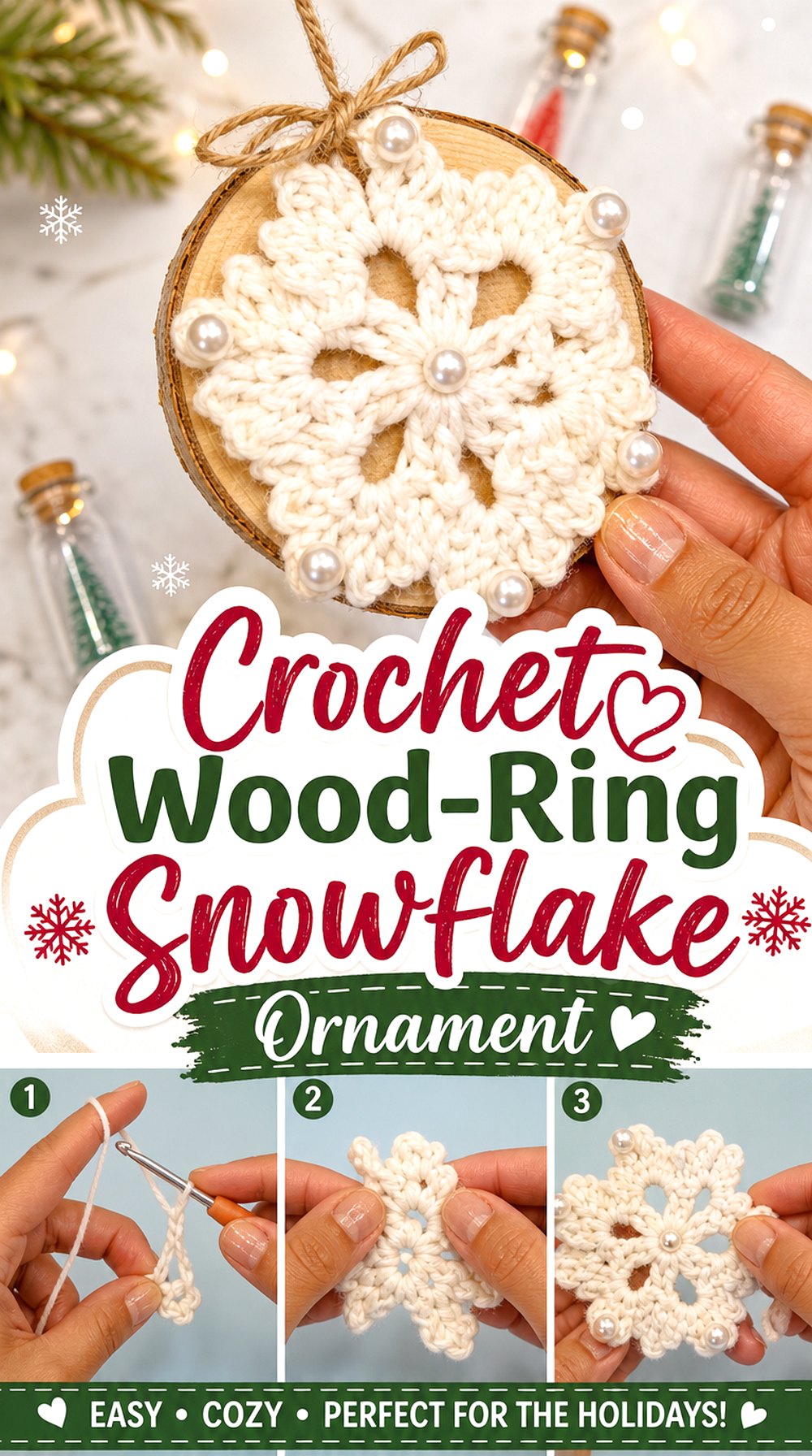 Crochet Wood-Ring Snowflake Ornament